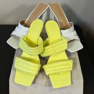 Journee Collection White and Abound Yellow Heels, size 12, NWOT